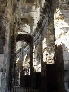 image of arched corridor, Coliseum, Arles