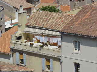 image of laundry on a rooftop terrace, Arles