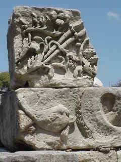 image of intricate carvings in ruins of Arles Roman Theater