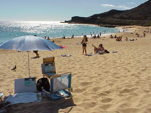 image of Sandy Beach painting on location