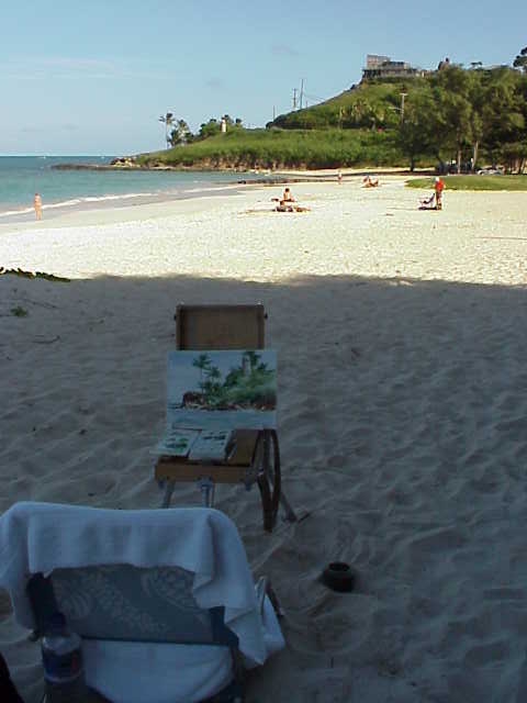 image of painting on easel, Lanikai signal